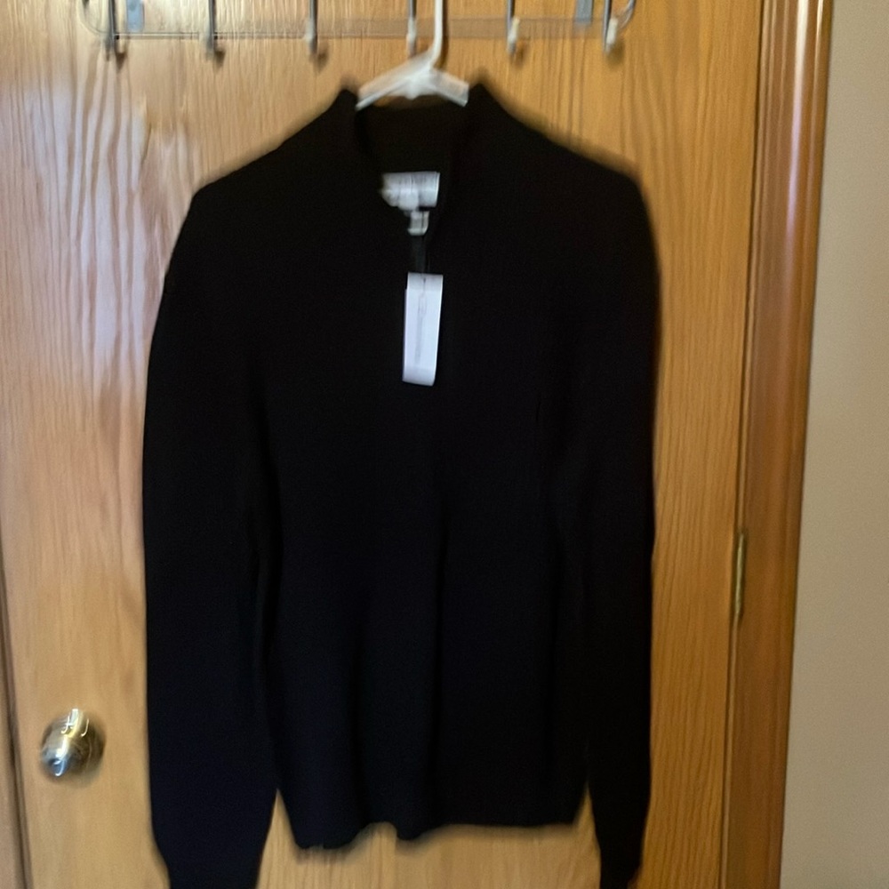 Calvin Klein Elegant Black Garment Soft Sweater Zipper Collar